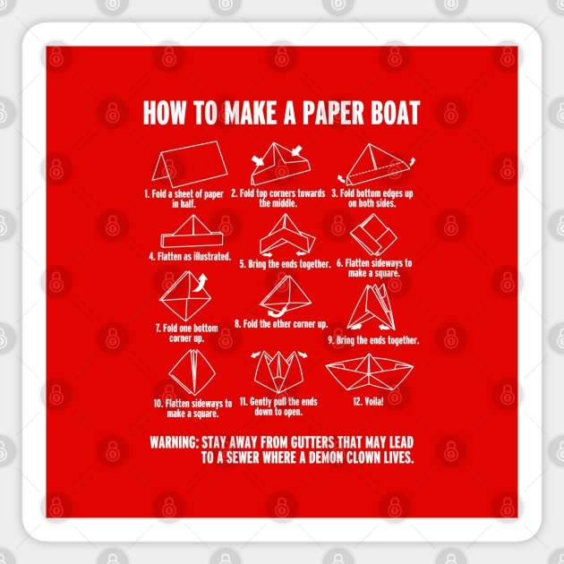 Horror Movie 80's Retro Funny Paper Making Boat Tutorial Sticker by BoggsNicolas